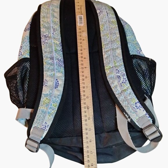 L L Bean Backpack Blue Floral Mesh Pockets Padded Straps - Picture 7 of 15